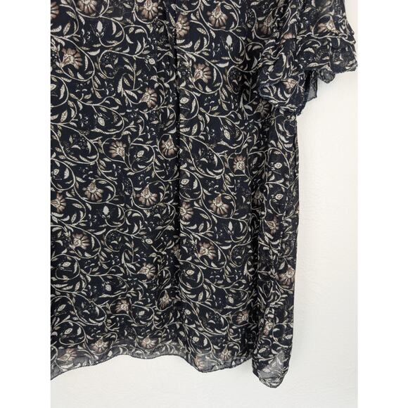 Velvet Graham Spencer Tracia Scoop Neck Beaded Floral Sheer Black Size XL - Picture 9 of 13